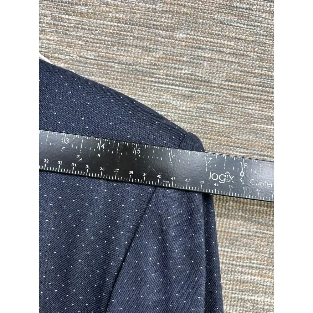 Kasper ASL Skirt Suit Womens 8 Blue Polka Dot 2 Piece Blazer Skirt Career Lined